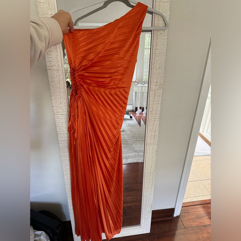 Orange one shoulder dress, size small